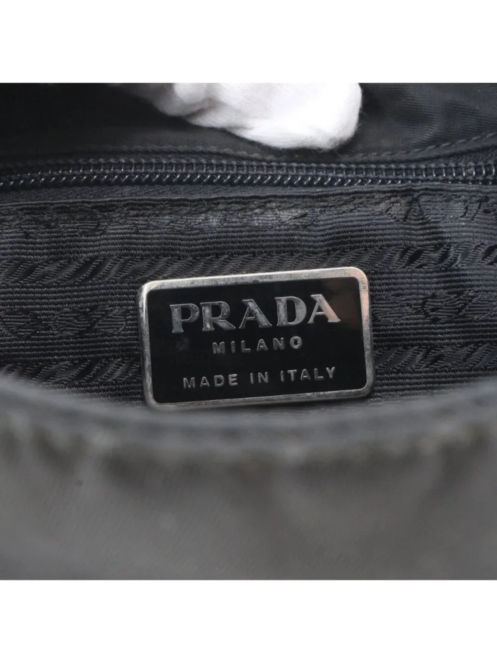 Prada Tessuto Nylon Triangle Logo Leather Shoulder Bag Crossbody Messenger Black